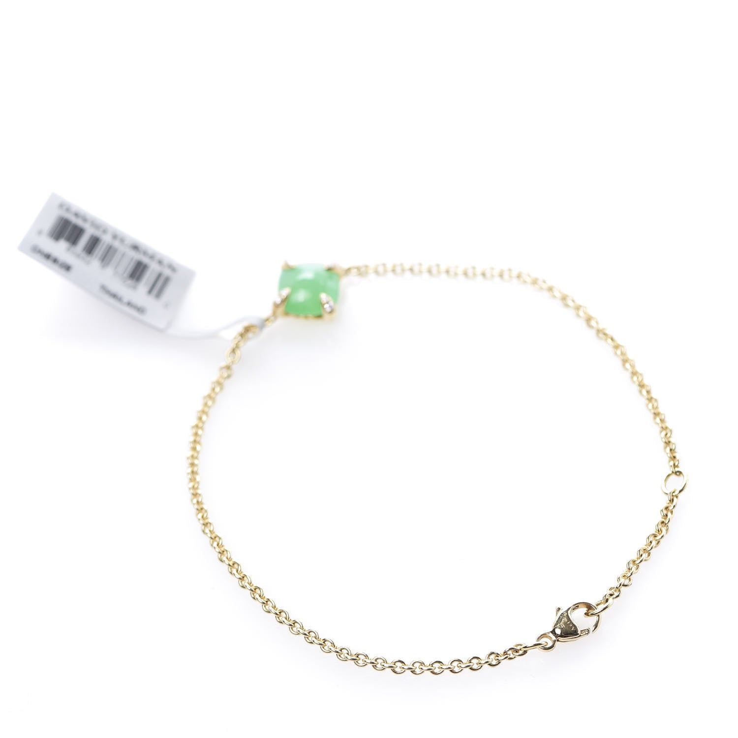 David Yurman 18K Yellow Gold Diamond Chrysoprase 8mm Chatelaine Bracelet 3 of 4