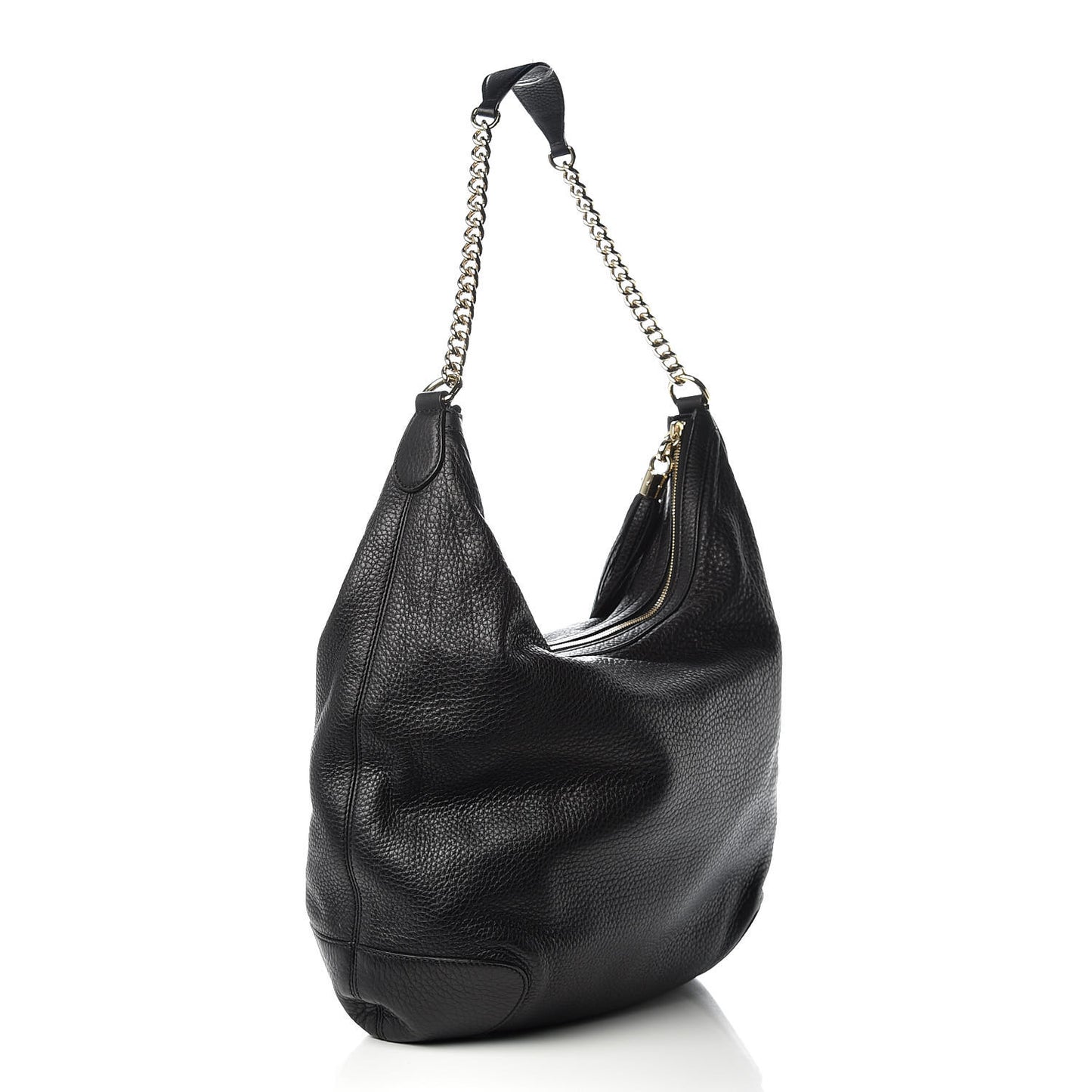 Pebbled Calfskin Medium Soho Chain Hobo Black