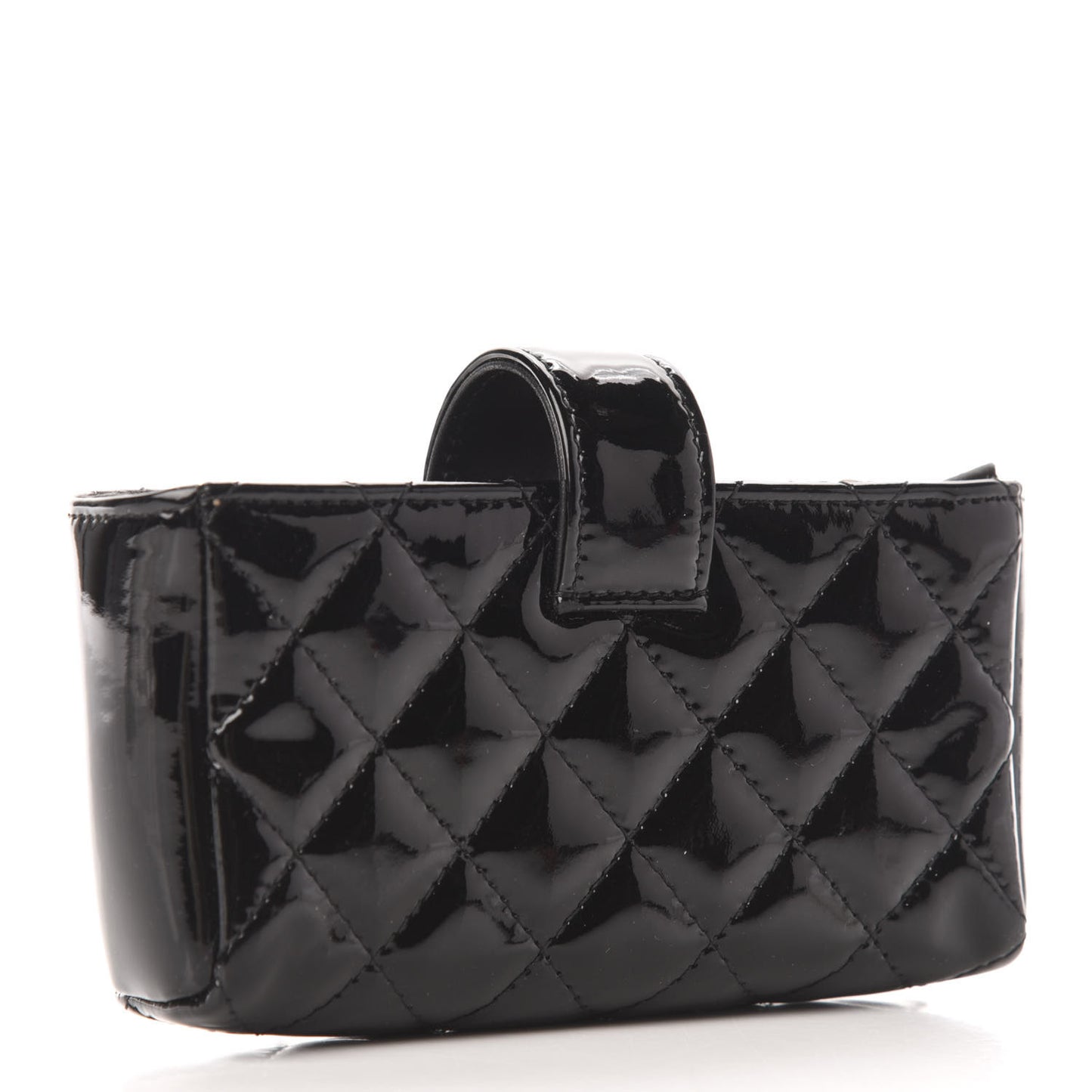 Patent Quilted Mini Phone Holder Clutch Black