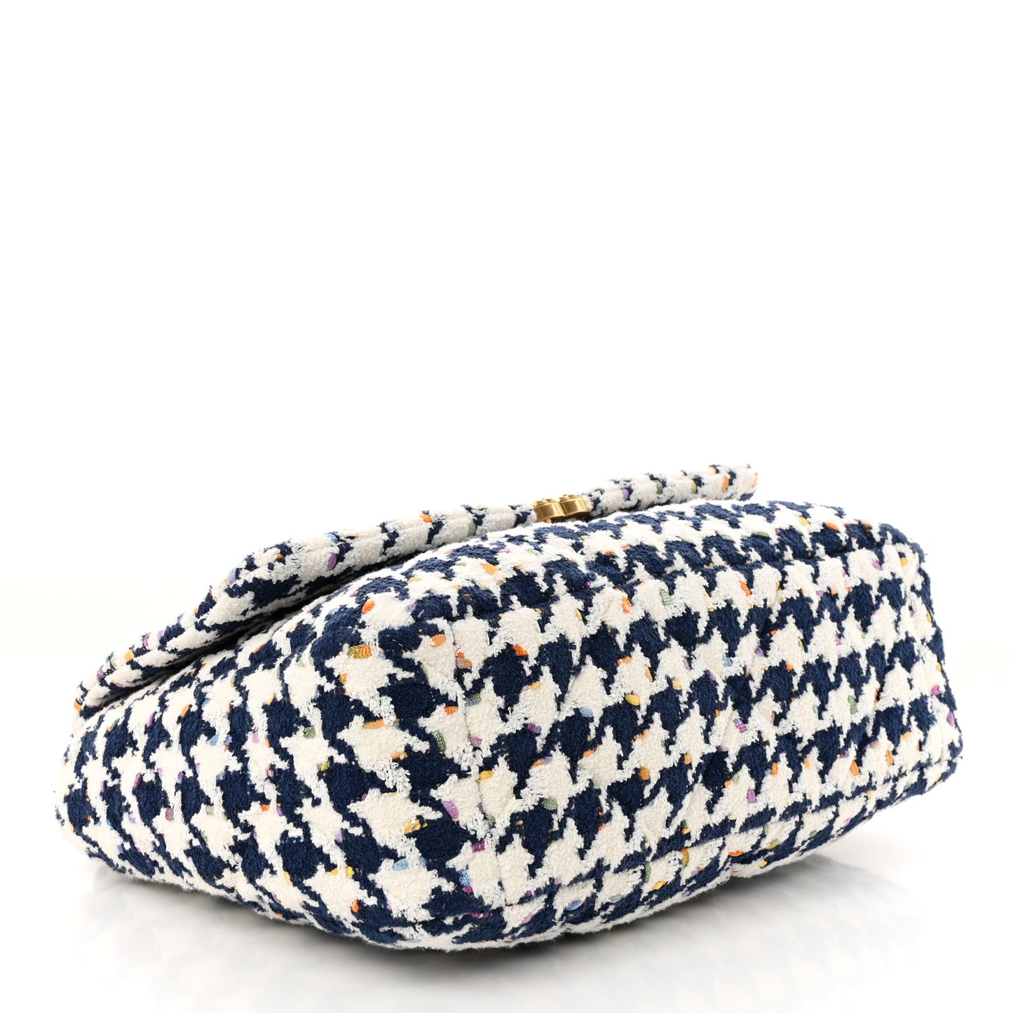 Tweed Quilted Maxi Chanel 19 Flap Ecru Navy Blue Multicolor