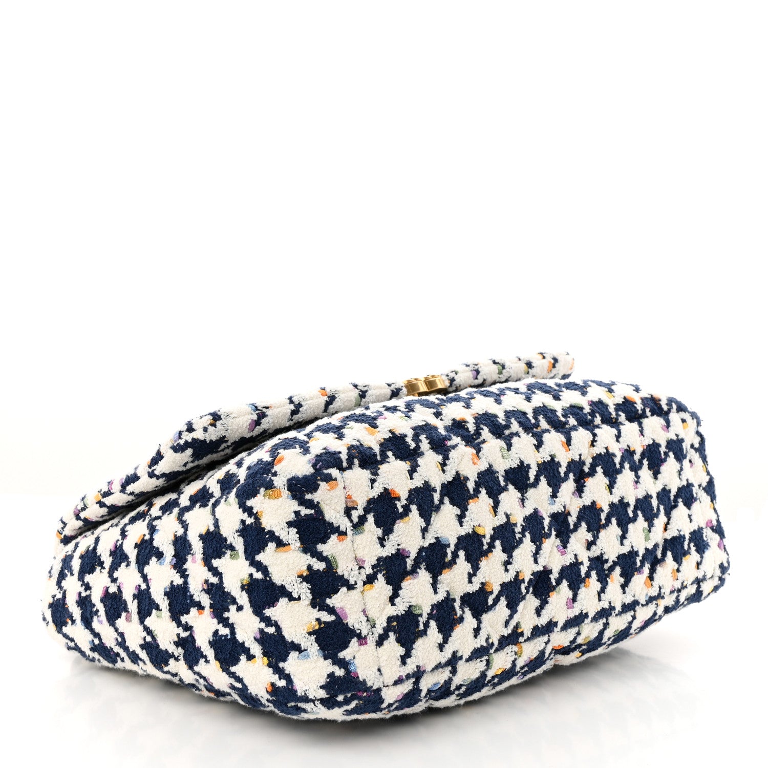 Chanel Tweed Quilted Maxi Chanel 19 Flap Ecru Navy Blue Multicolor 4 of 11