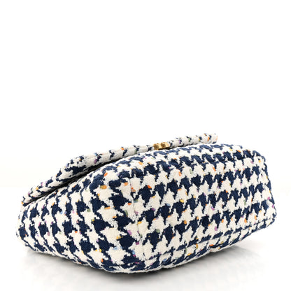 Chanel Tweed Quilted Maxi Chanel 19 Flap Ecru Navy Blue Multicolor 4 of 11