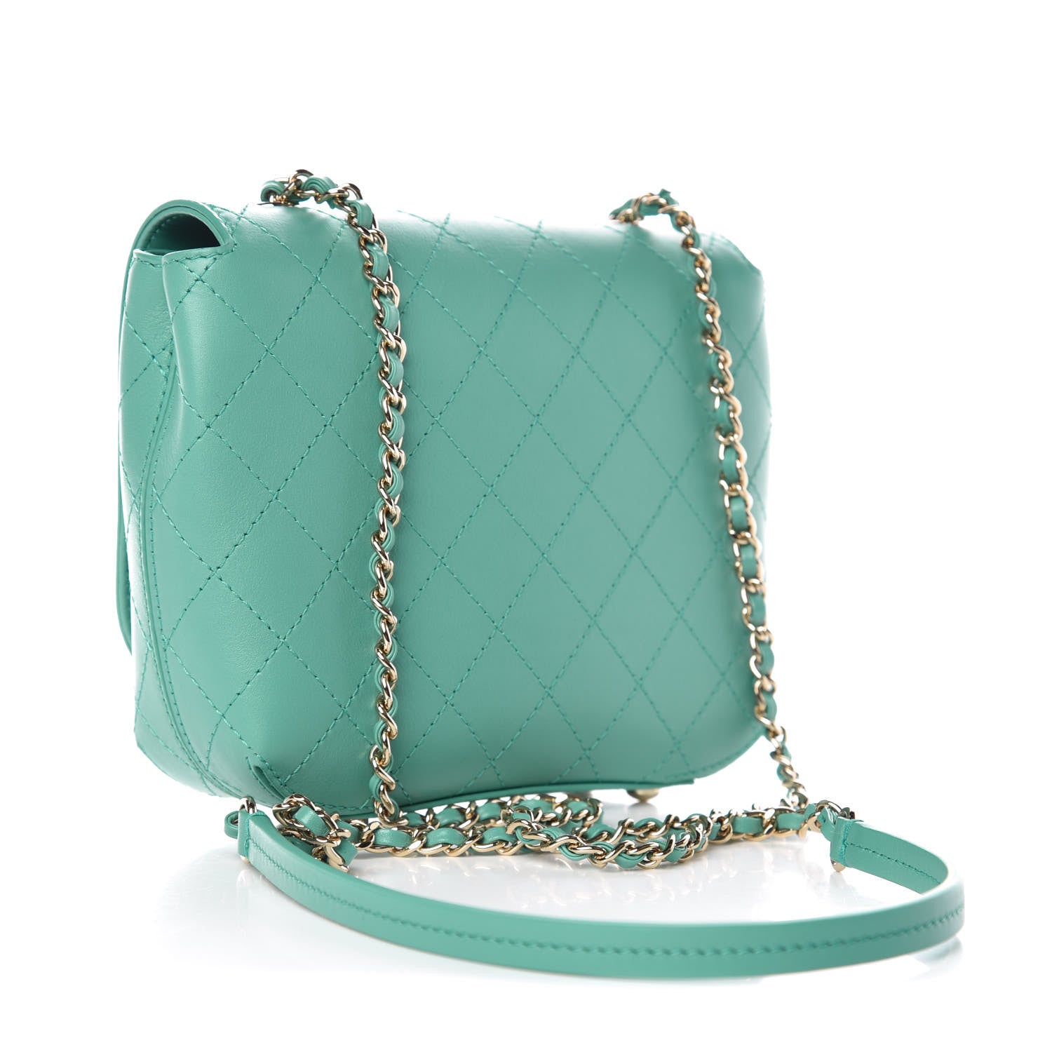 Chanel Calfskin Stitched Small Covered CC Flap Bag Green 3 of 9