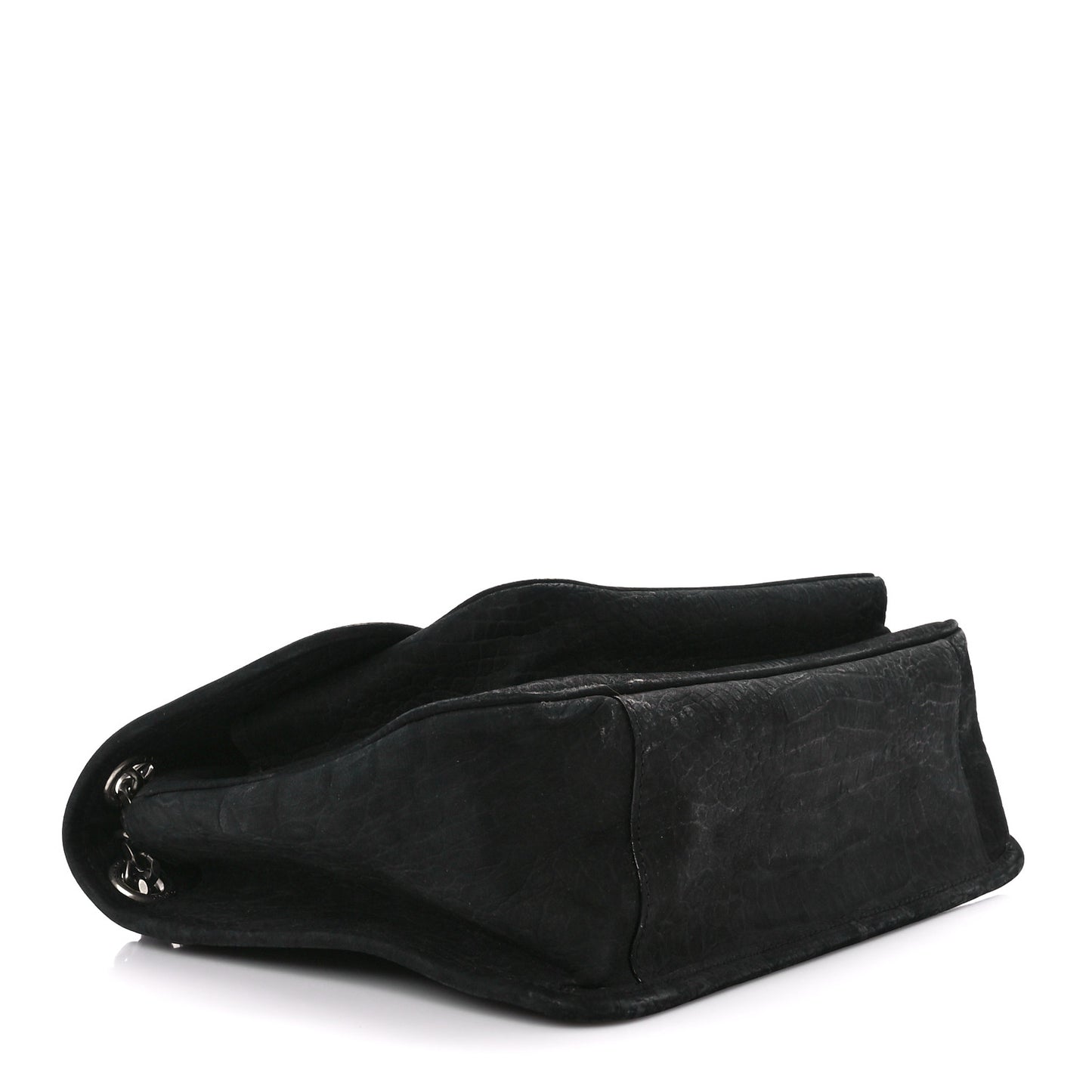 Nubuck Crocodile Embossed Monogram Medium Niki Chain Satchel Black