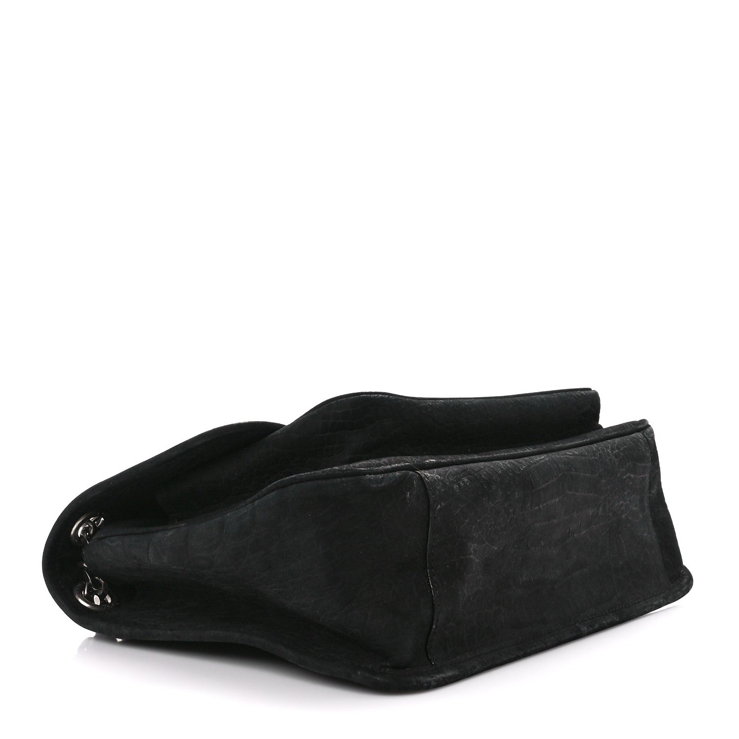 Saint Laurent Nubuck Crocodile Embossed Monogram Medium Niki Chain Satchel Black 4 of 13