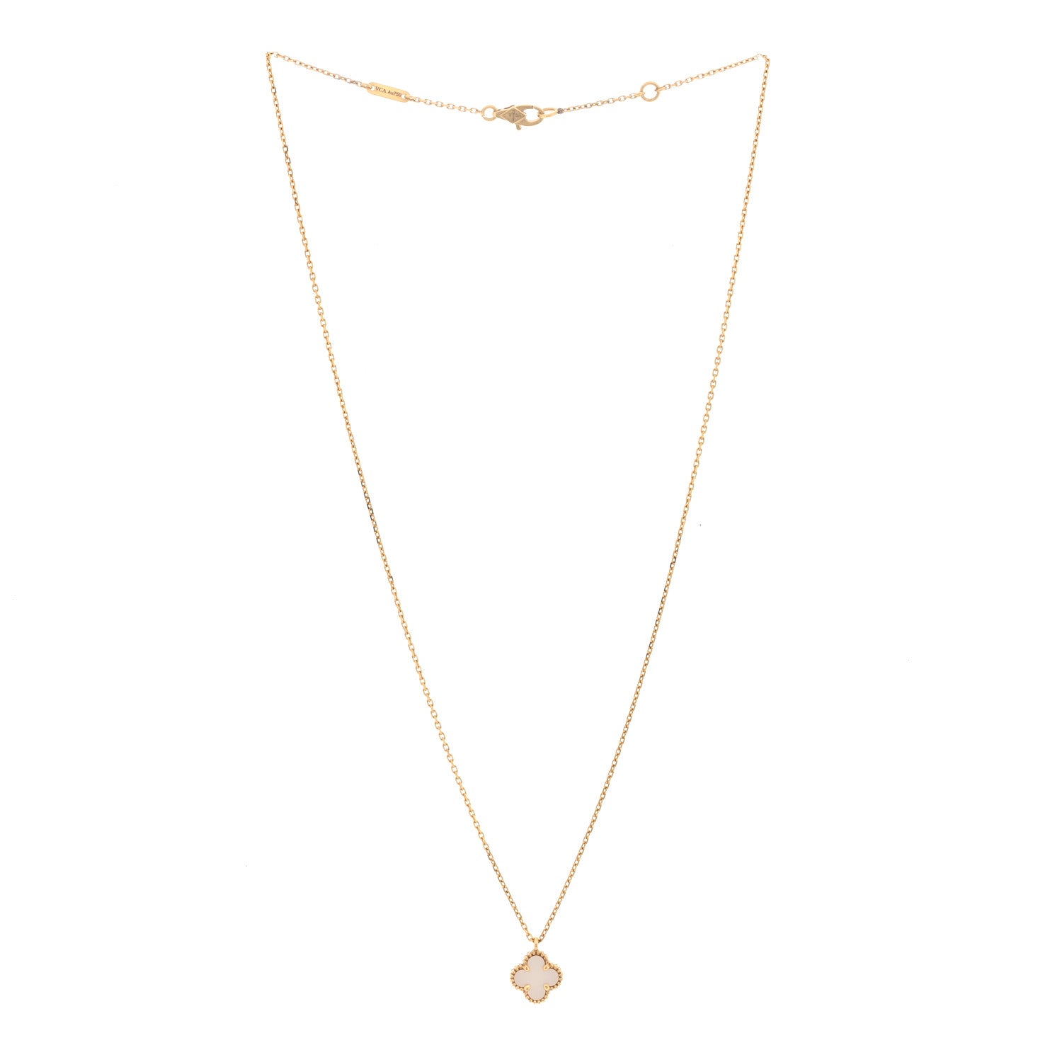 Van Cleef & Arpels 18K Yellow Gold Mother of Pearl Sweet Alhambra Pendant Necklace 3 of 5