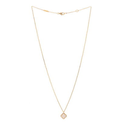 Van Cleef & Arpels 18K Yellow Gold Mother of Pearl Sweet Alhambra Pendant Necklace 3 of 5