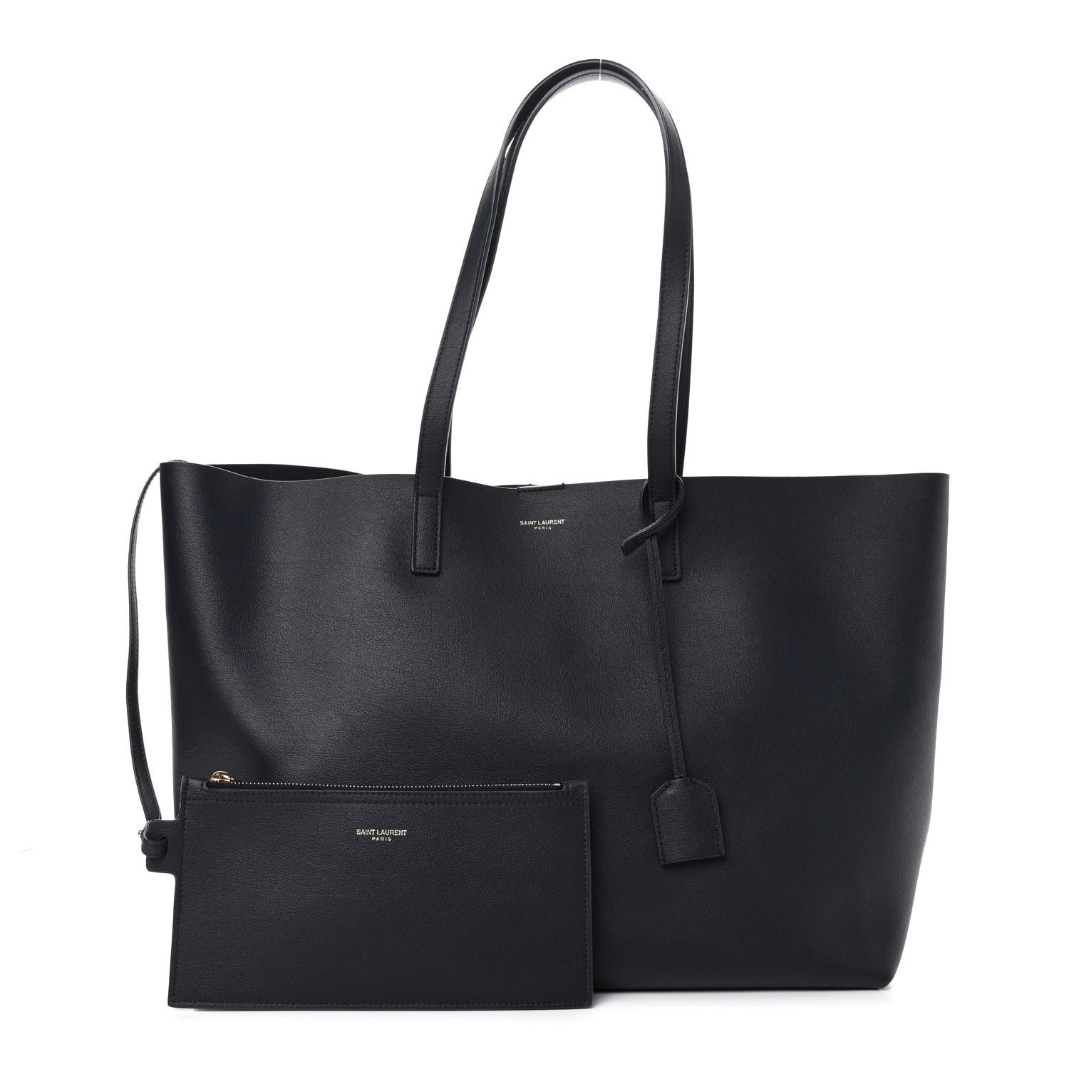 Saint Laurent Calfskin Large Shopping Tote Deep Marine 1 of 9