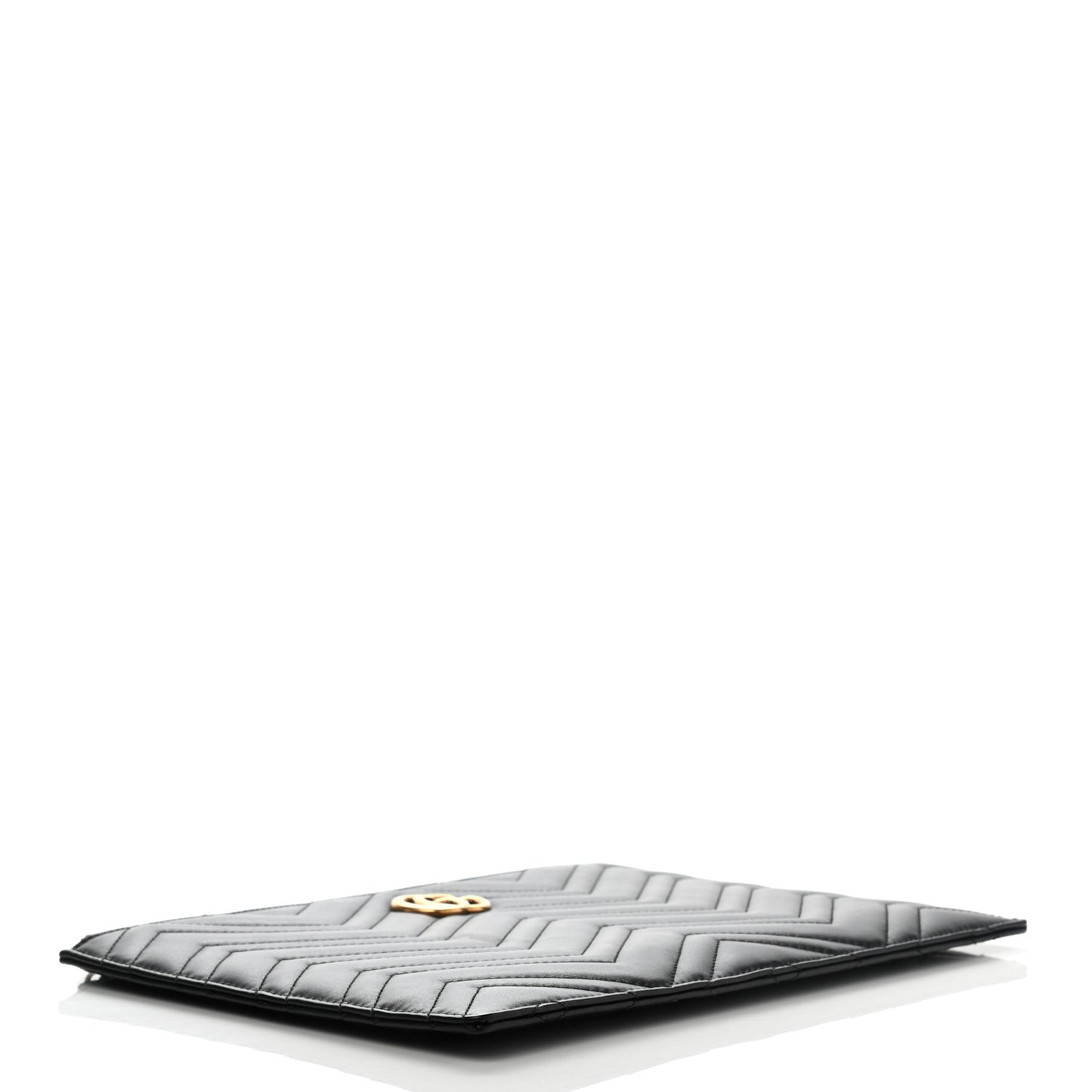 Calfskin Matelasse Large GG Marmont Zip Pouch Black