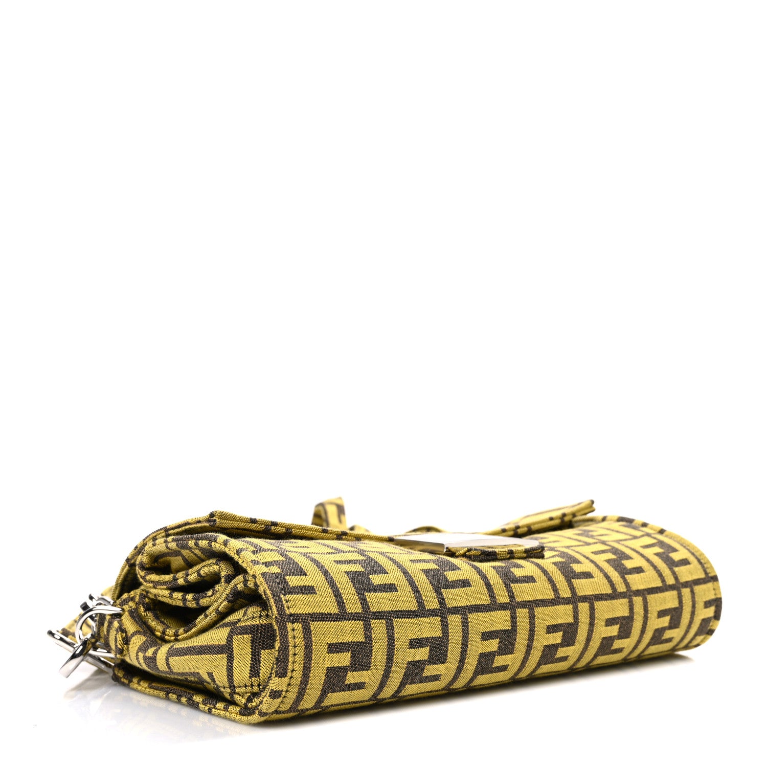 Fendi x FRGMT Woven Fabric Jacquard FF Embroidered Baguette Foldable Tote Tobacco Mimosa 6 of 12