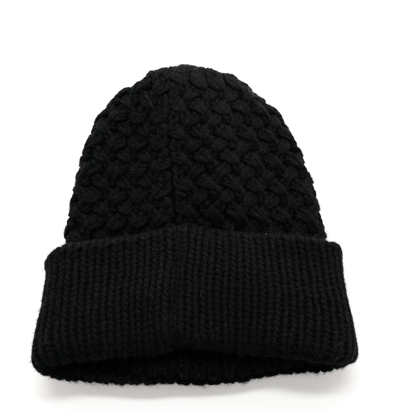 Wool Cashmere CC Beanie Hat Black White