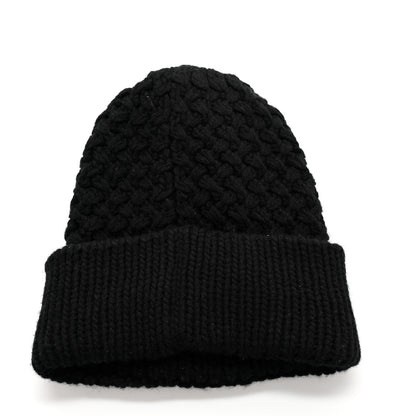 Chanel Wool Cashmere CC Beanie Hat Black White 3 of 5