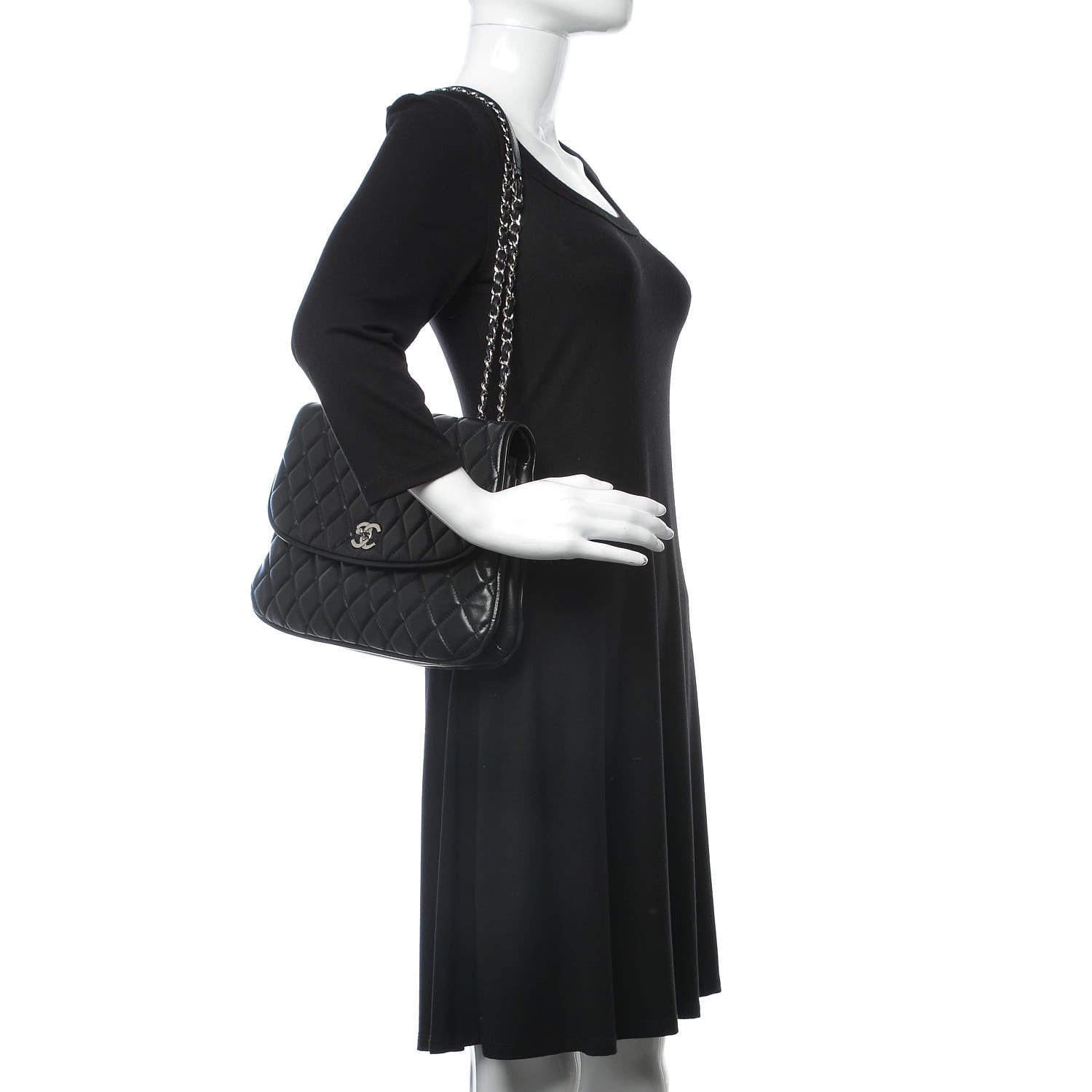 Chanel Lambskin Quilted Large Pagode Piping Flap Black 3 of 9