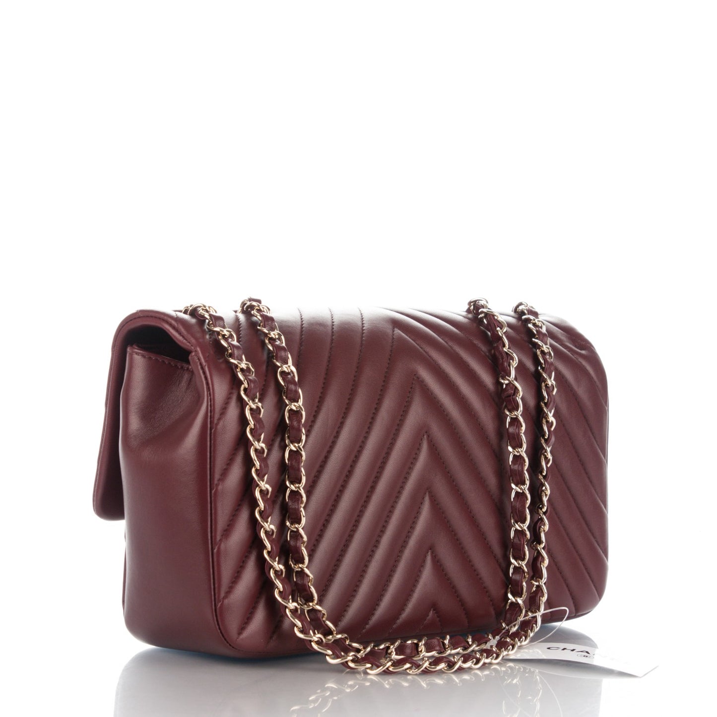 Lambskin Medium Surpique Chevron Single Flap in Burgundy
