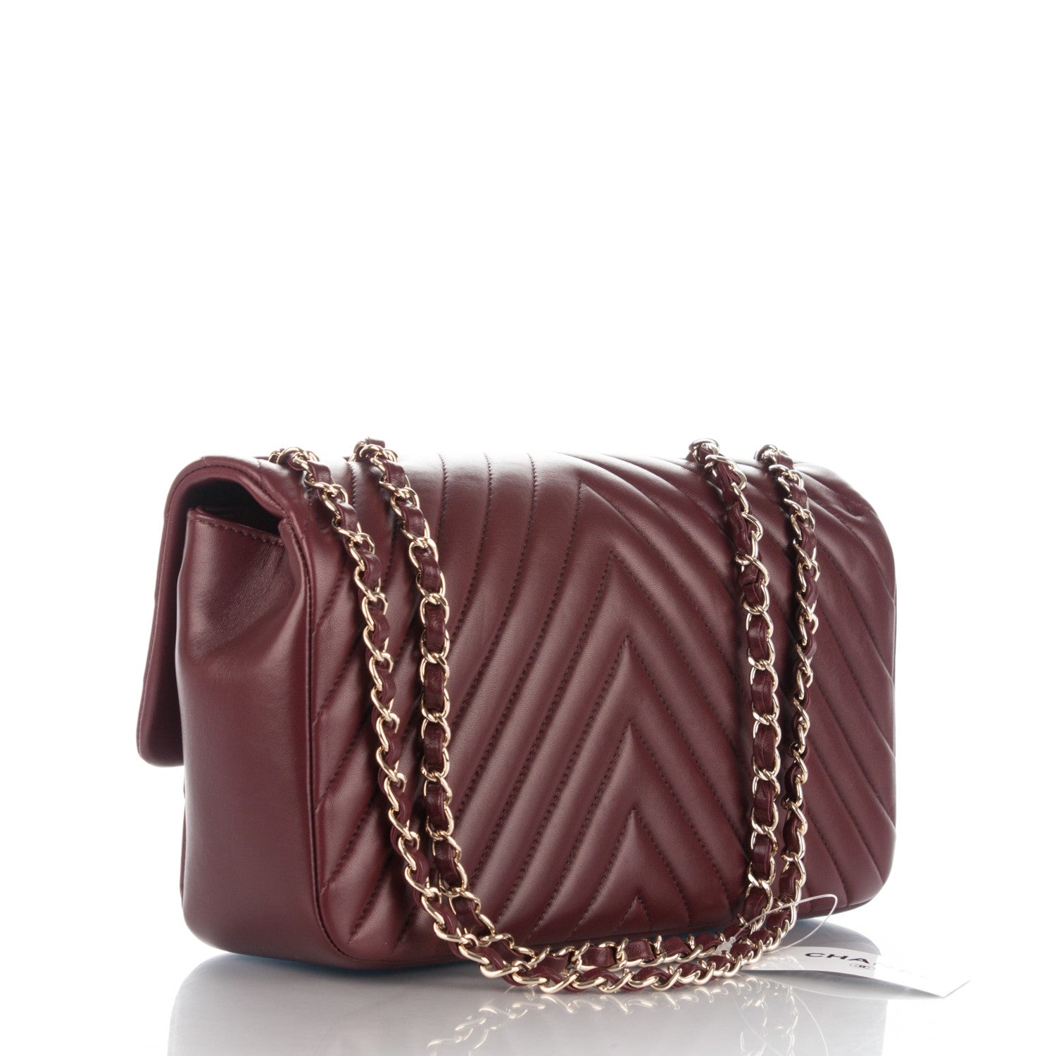 Chanel Lambskin Medium Surpique Chevron Single Flap in Burgundy 4 of 9