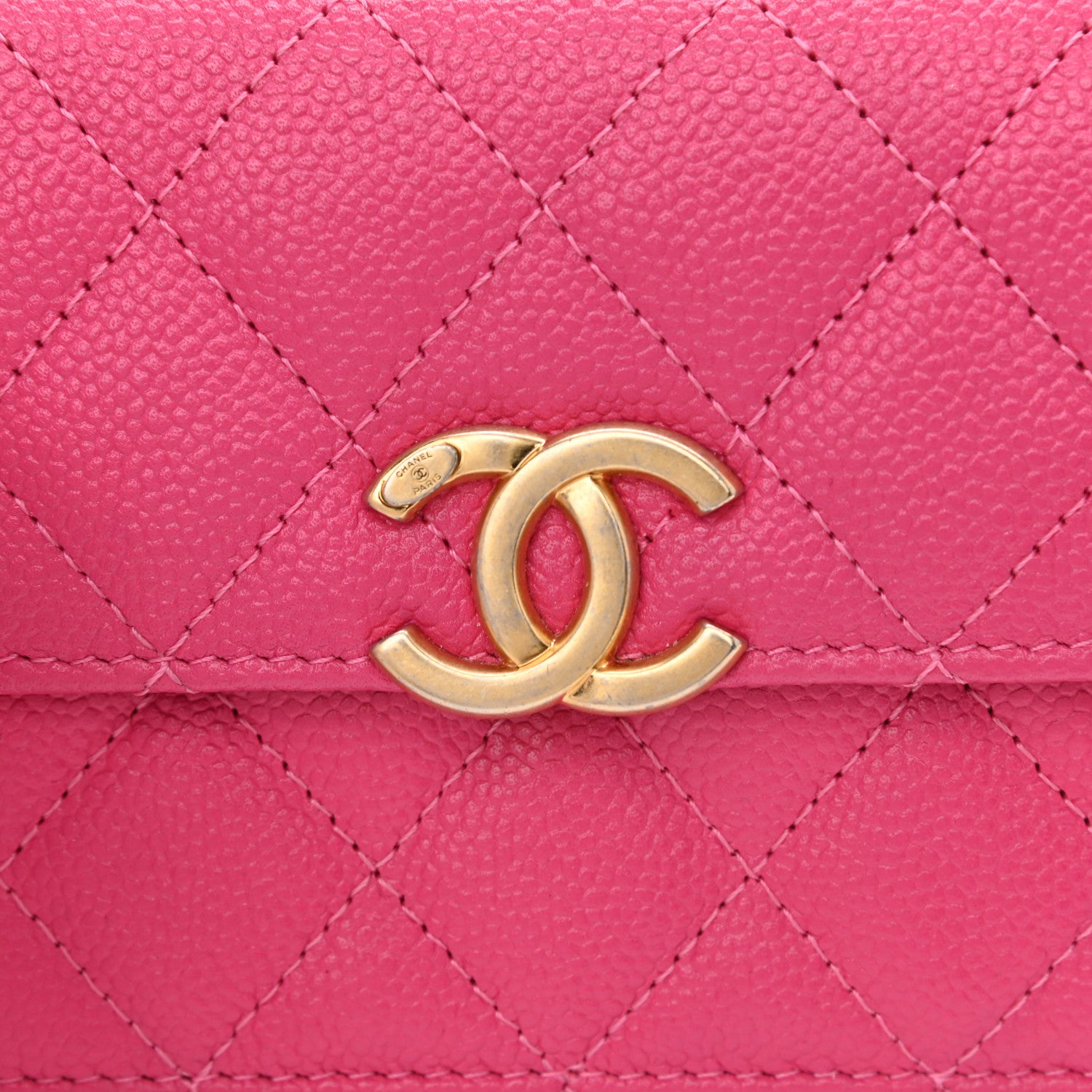Chanel Shiny Caviar Quilted Chain Melody Card Holder On Chain Dark Pink 9 of 12