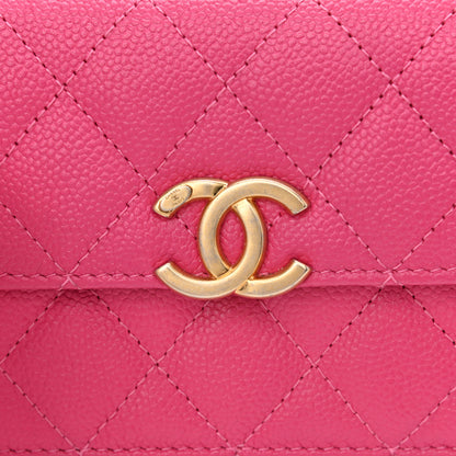 Chanel Shiny Caviar Quilted Chain Melody Card Holder On Chain Dark Pink 9 of 12