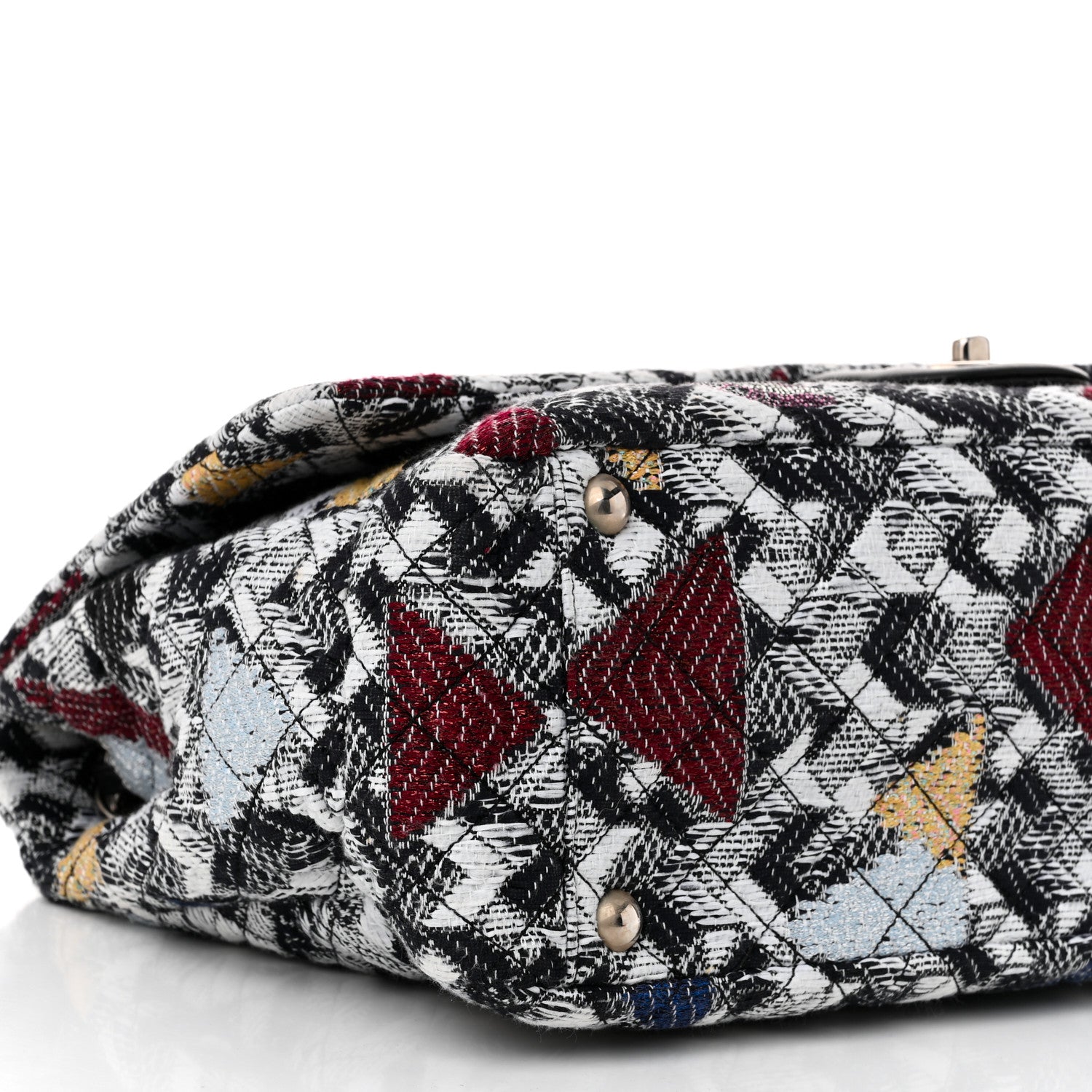 Chanel Tweed Strass Quilted XXL Plane Flap Black Multicolor 10 of 11