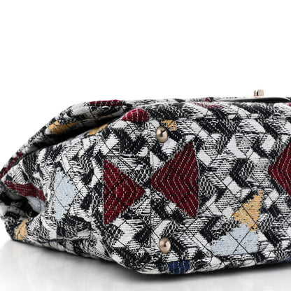 Chanel Tweed Strass Quilted XXL Plane Flap Black Multicolor 10 of 11
