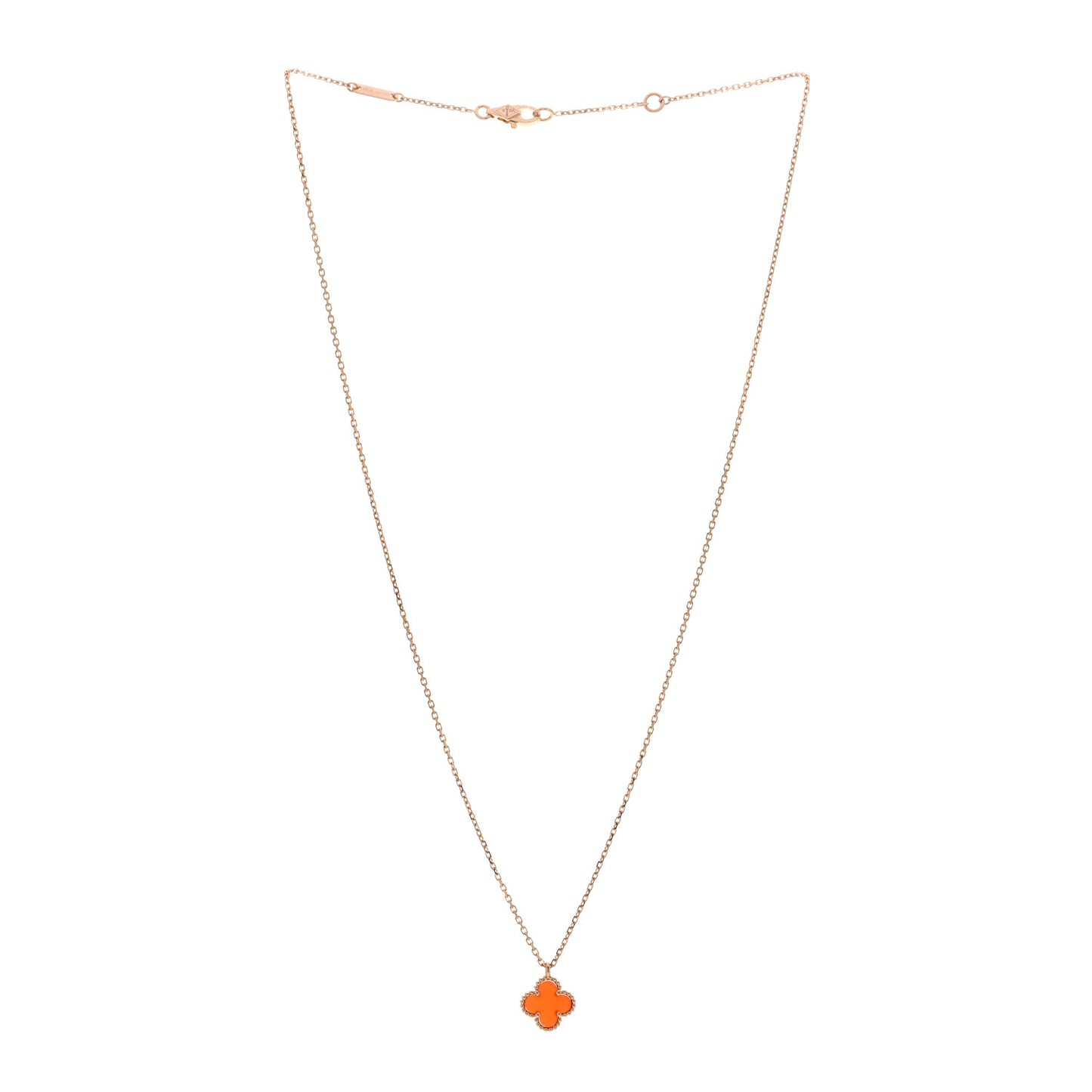 18K Rose Gold Carnelian Sweet Alhambra Pendant Necklace
