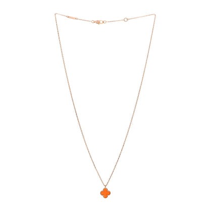 Van Cleef & Arpels 18K Rose Gold Carnelian Sweet Alhambra Pendant Necklace 3 of 6