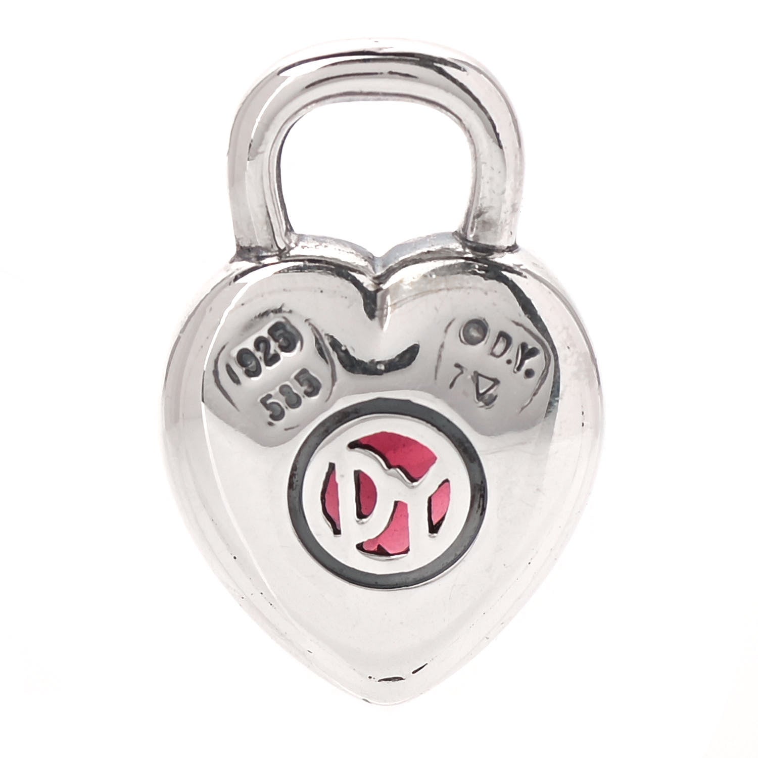David Yurman Sterling Silver 14K Yellow Gold Garnet Heart Pendant 3 of 4