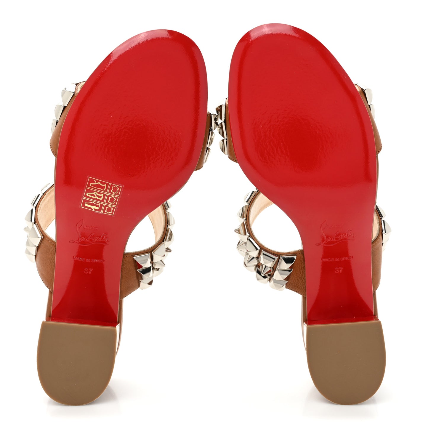 Calfskin Studded Tina Goes Mad 55 Slide Sandals 37 Cuoio