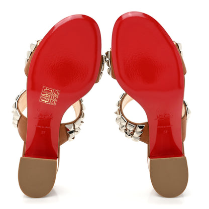 Christian Louboutin Calfskin Studded Tina Goes Mad 55 Slide Sandals 37 Cuoio 5 of 12