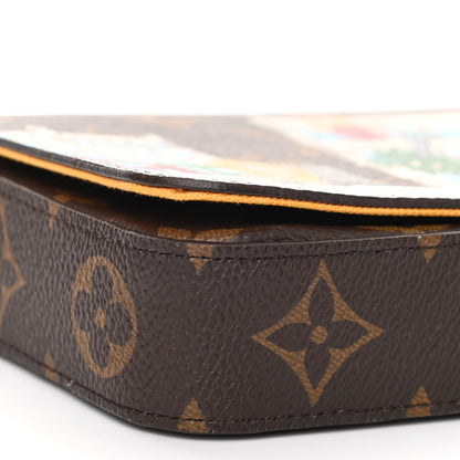 Louis Vuitton Monogram 2022 Christmas Animation New York Soho Pochette Felicie Chain Wallet Yellow 9 of 10