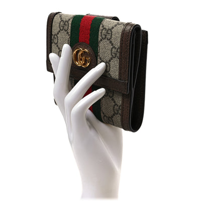 Gucci GG Supreme Monogram Web Ophidia French Flap Wallet Beige New Acero 2 of 8