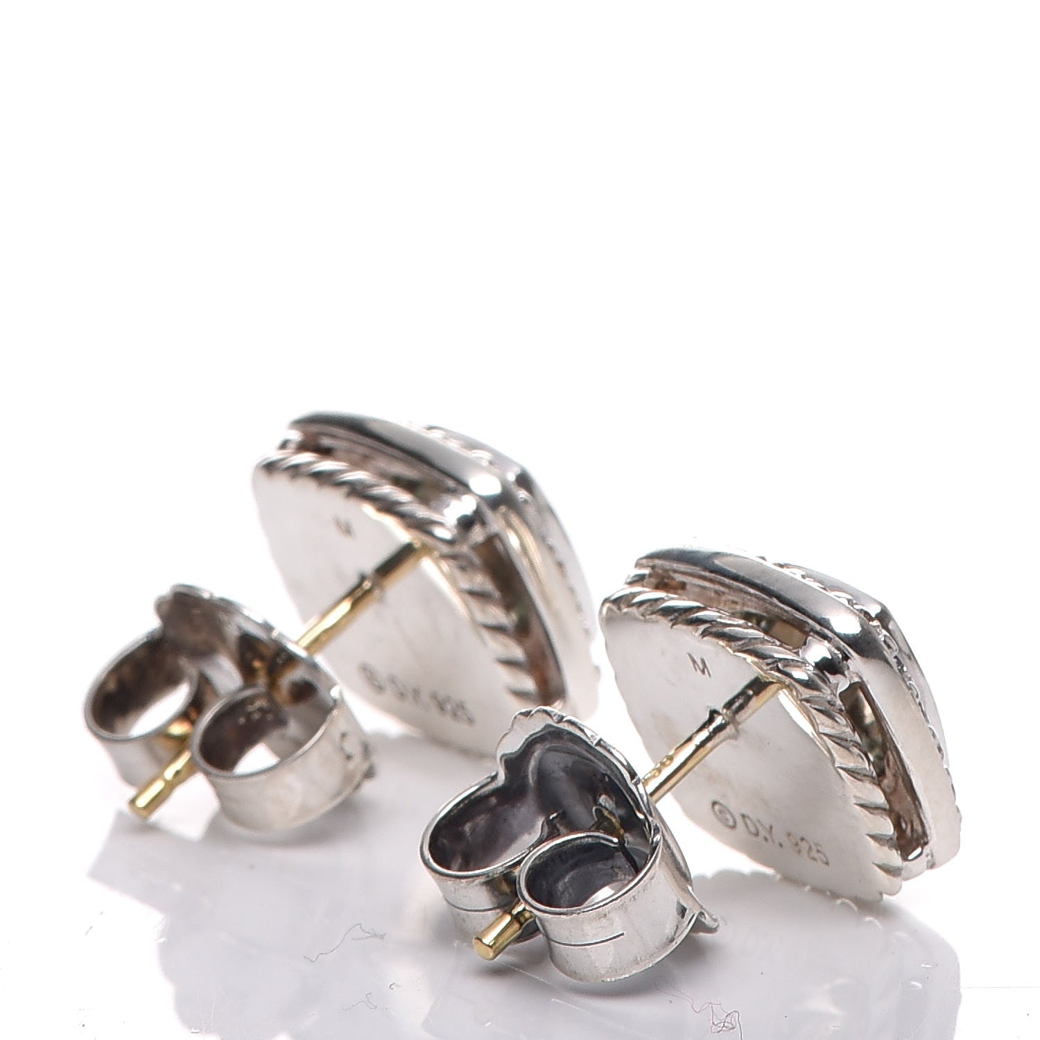 David Yurman Sterling Silver Diamond Prasiolite 7mm Petite Albion Earrings 6 of 17
