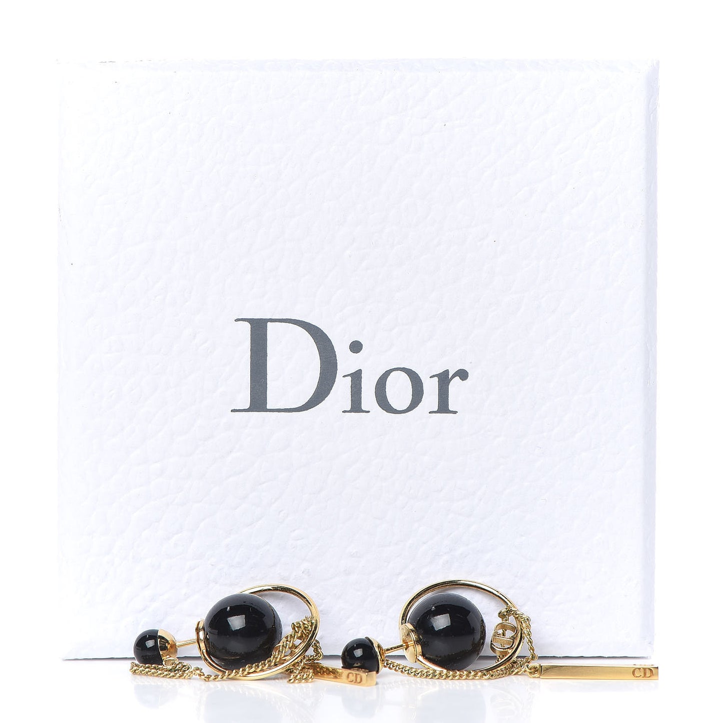 Pearl Tribales Dangle Chain Earrings Black Gold