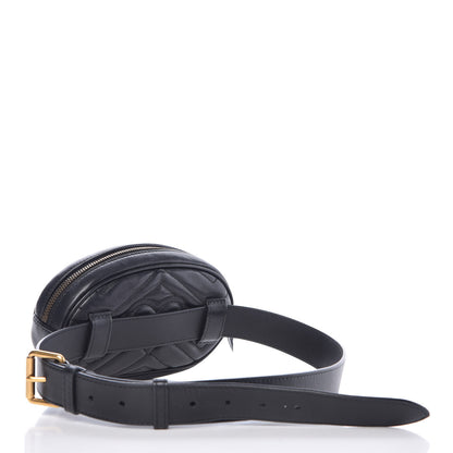 Gucci Calfskin Matelasse GG Marmont Belt Bag 85 34 Black 3 of 12