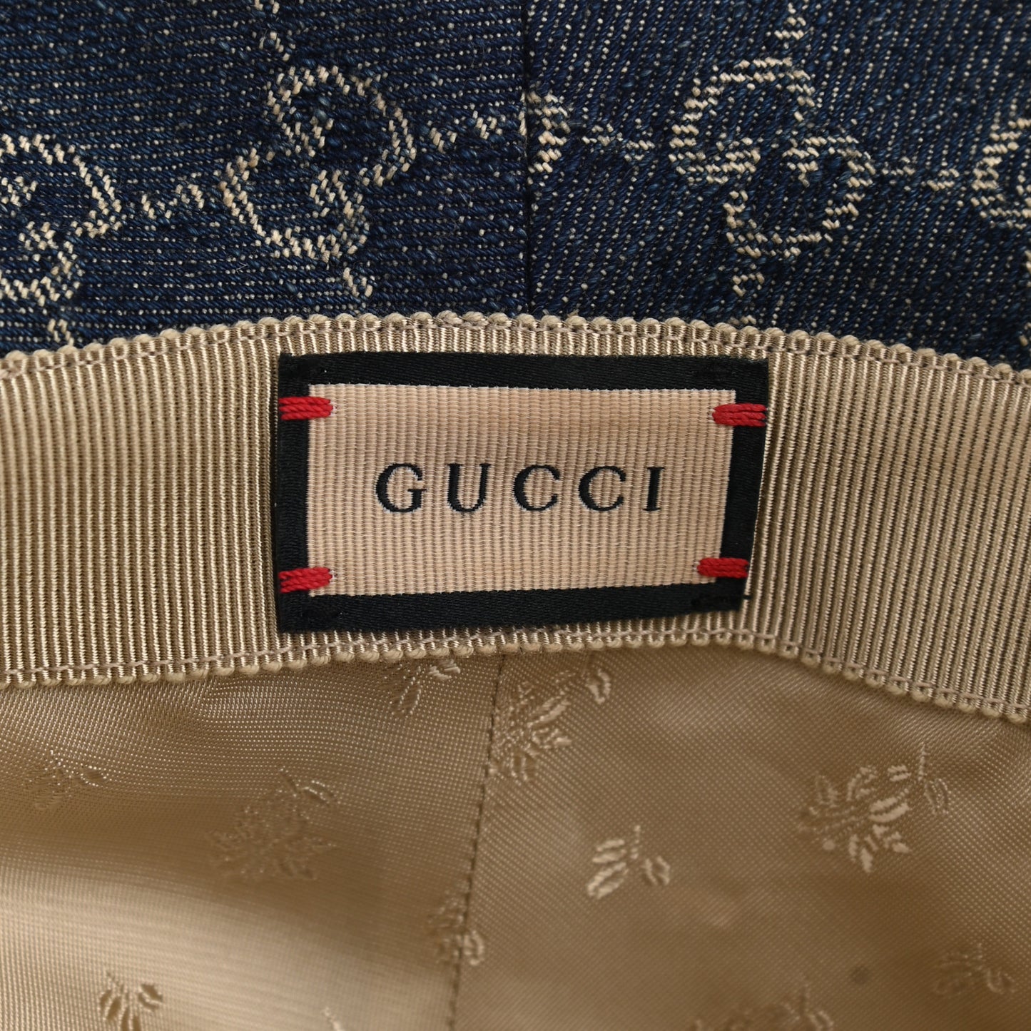 Washed Jacquard Denim Nappa GG Monogram Oscar Bucket Hat M Denim Cuir