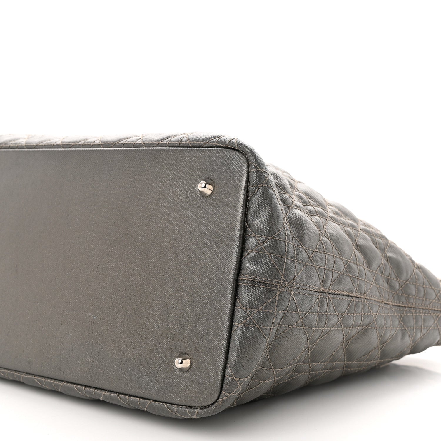 Christian Dior Coated Canvas Cannage Medium Panarea Tote Grey 10 of 11