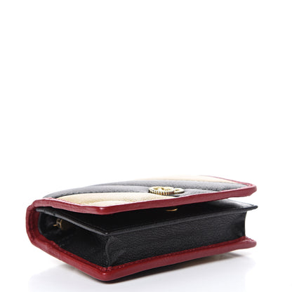 Gucci Azalea Calfskin Matelasse Diagonal Patchwork Torchon GG Marmont Card Case Wallet Black Beige Romantic Cerise 3 of 6