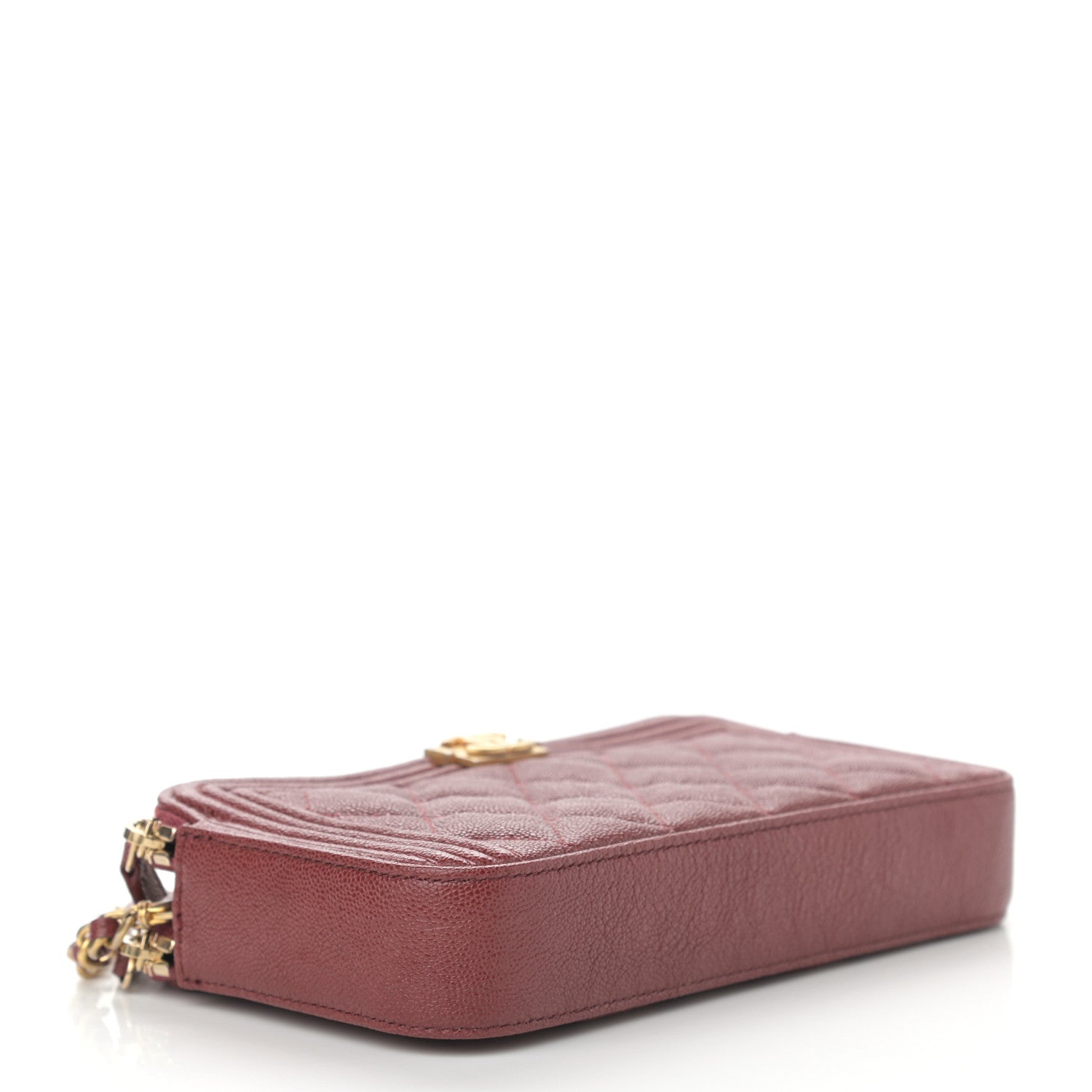 Chanel Caviar Quilted Small Boy Clutch With Chain Burgundy 4 of 13