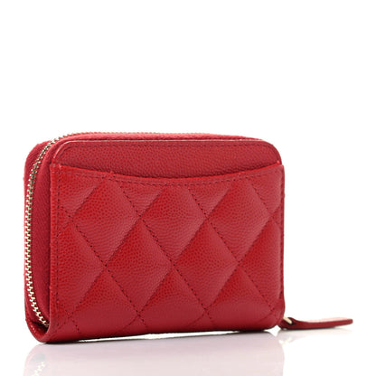 Chanel Caviar Quilted Zip Coin Purse Red 3 of 7