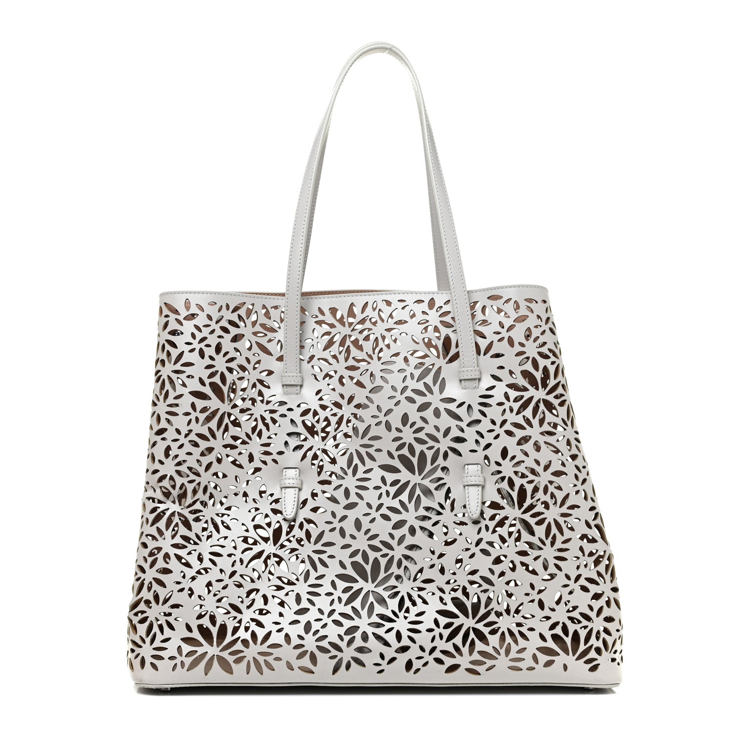 Alaia Calfskin Laser Cut Mina 32 Bag White 3 of 17