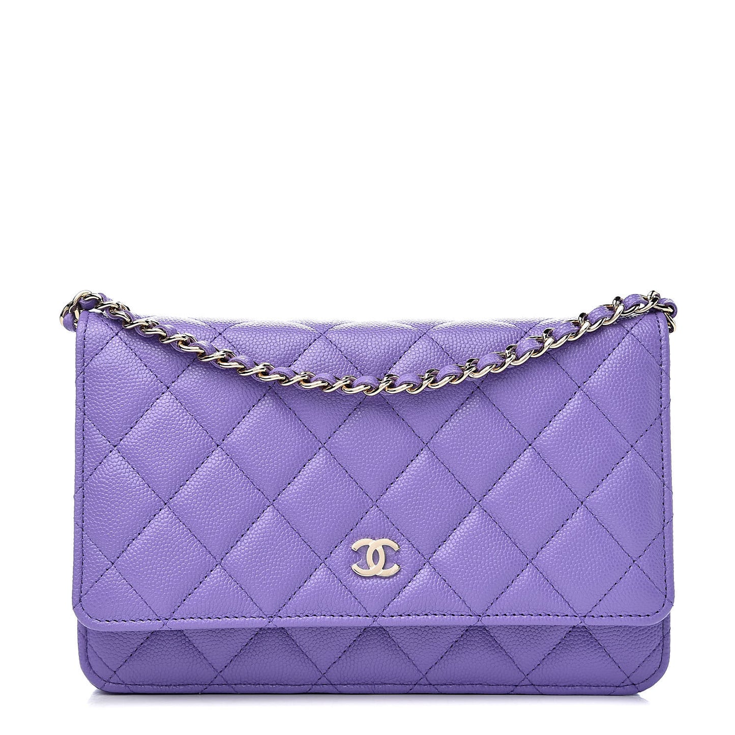 Caviar Quilted Wallet On Chain WOC Purple