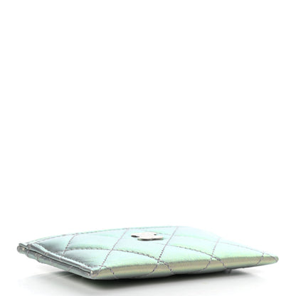 Chanel Iridescent Calfskin Quilted Card Holder Light Purple 4 of 9