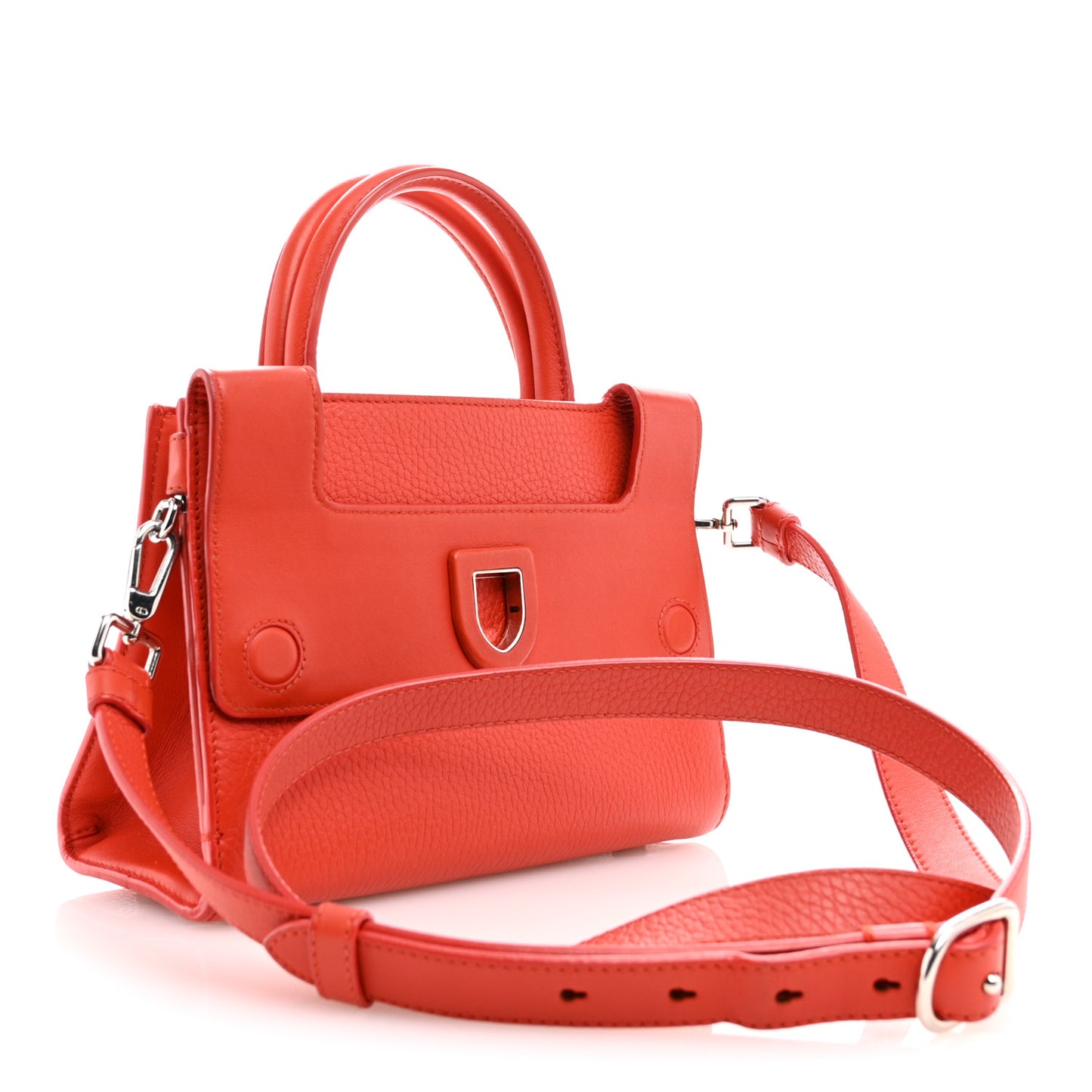 Grained Calfskin Mini Diorever Flap Inferno Red