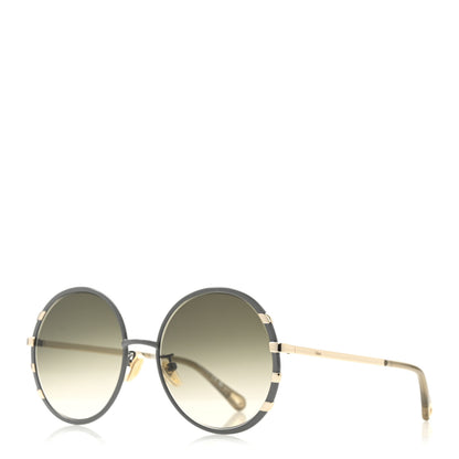 Chloe Metal Round Sunglasses CH0114S Blue Gold 1 of 8