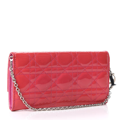 Christian Dior Patent Cannage Rendezvous Chain Wallet Coral 3 of 7