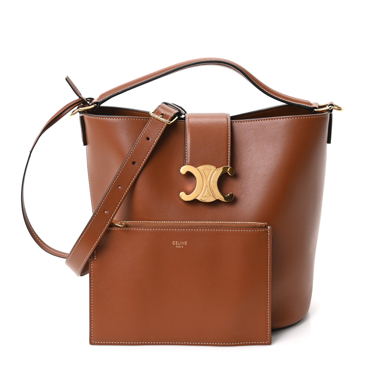 Smooth Calfskin Triomphe Medium Louise Bag Tan