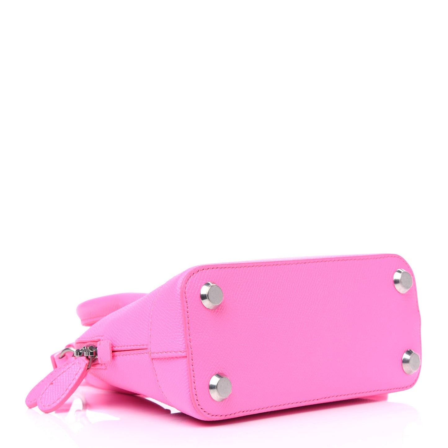 Signature Grained Calfskin Logo XXS Ville Top Handle Bag Acid Pink Black