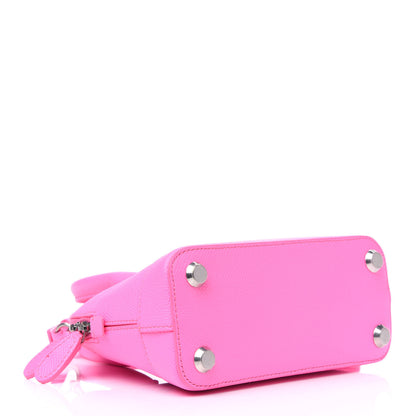 Balenciaga Signature Grained Calfskin Logo XXS Ville Top Handle Bag Acid Pink Black 5 of 12
