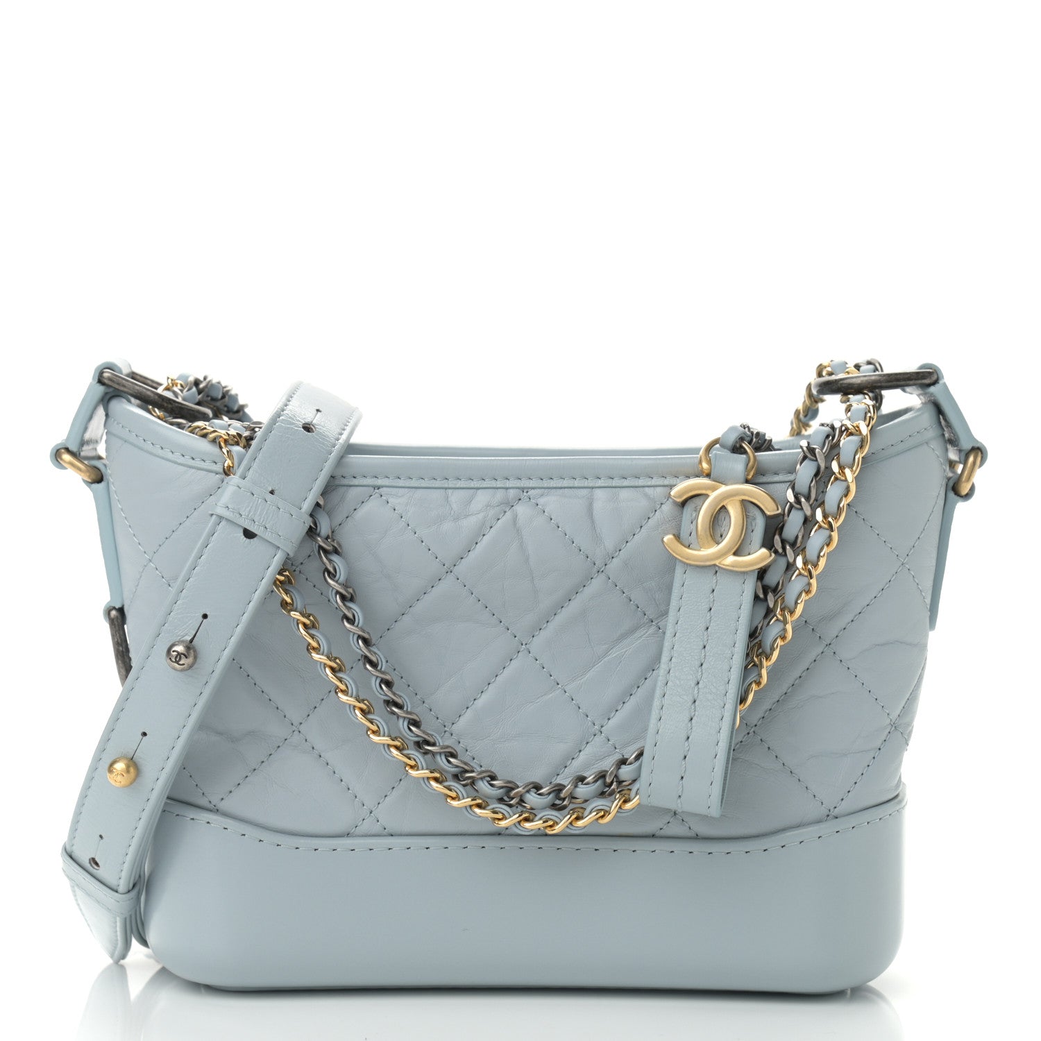Chanel Aged Calfskin Quilted Small Gabrielle Hobo Light Blue 1 of 11