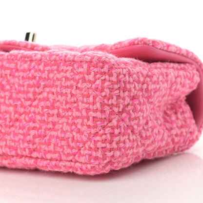 Chanel Wool Tweed Quilted Mini Rectangular Flap Dark Pink Fuchsia 9 of 10