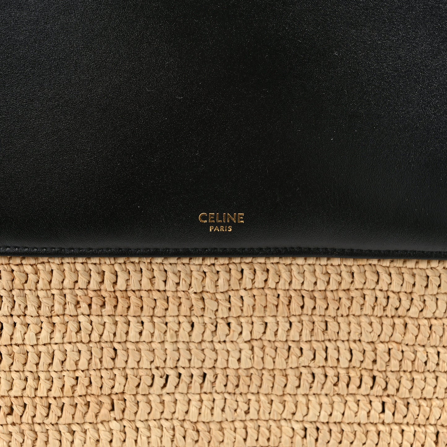 Raffia Calfskin Basket Bag Natural Black